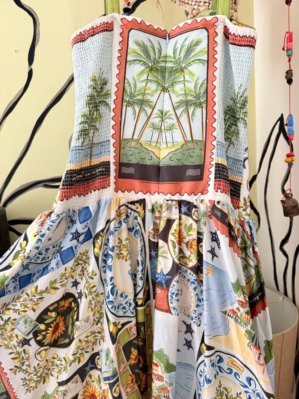 FARM Rio Multicolor Sunflower & Tile Print High-Low Dress - Picture 5 of 9